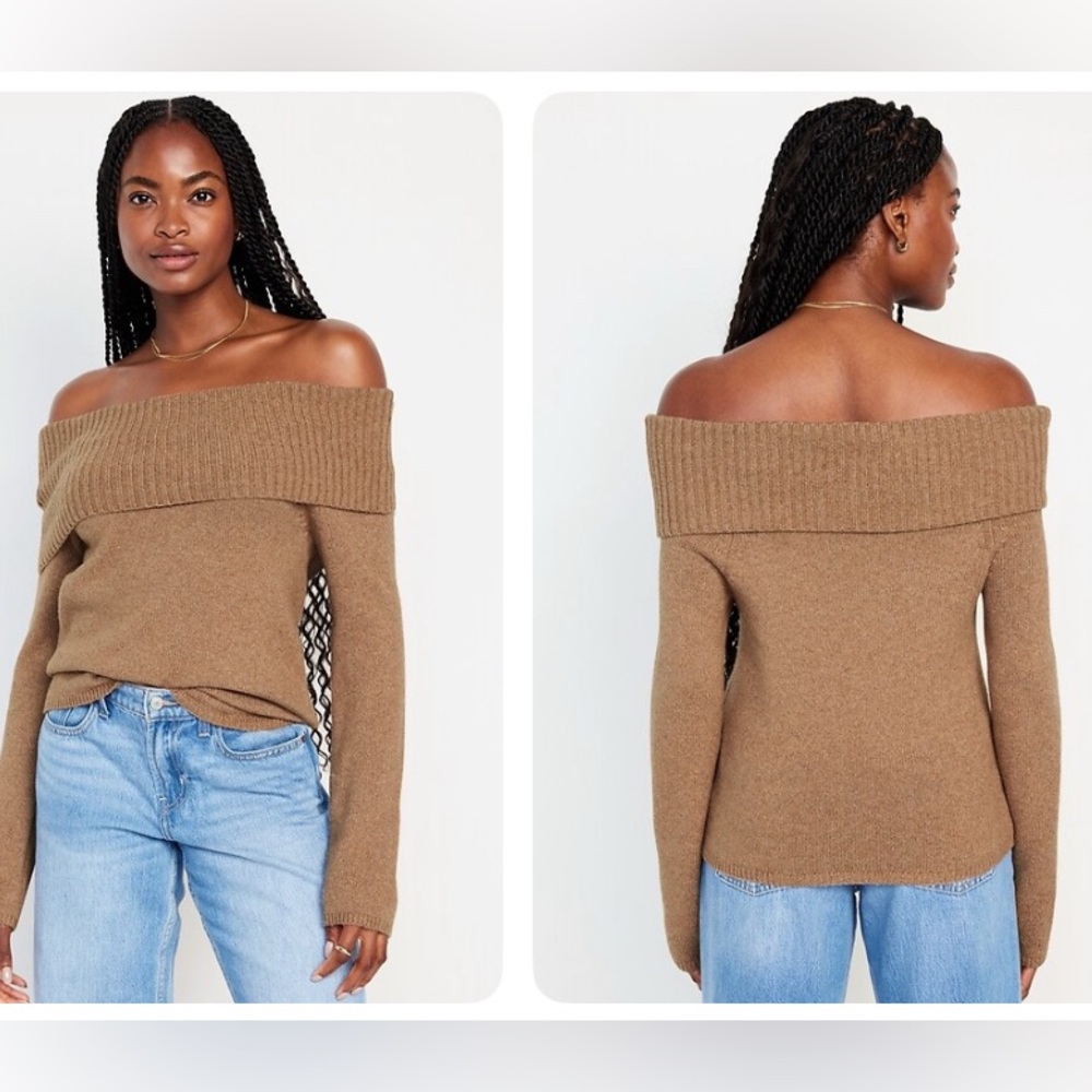 NWT Old Navy Off-Shoulder Tan Sweater